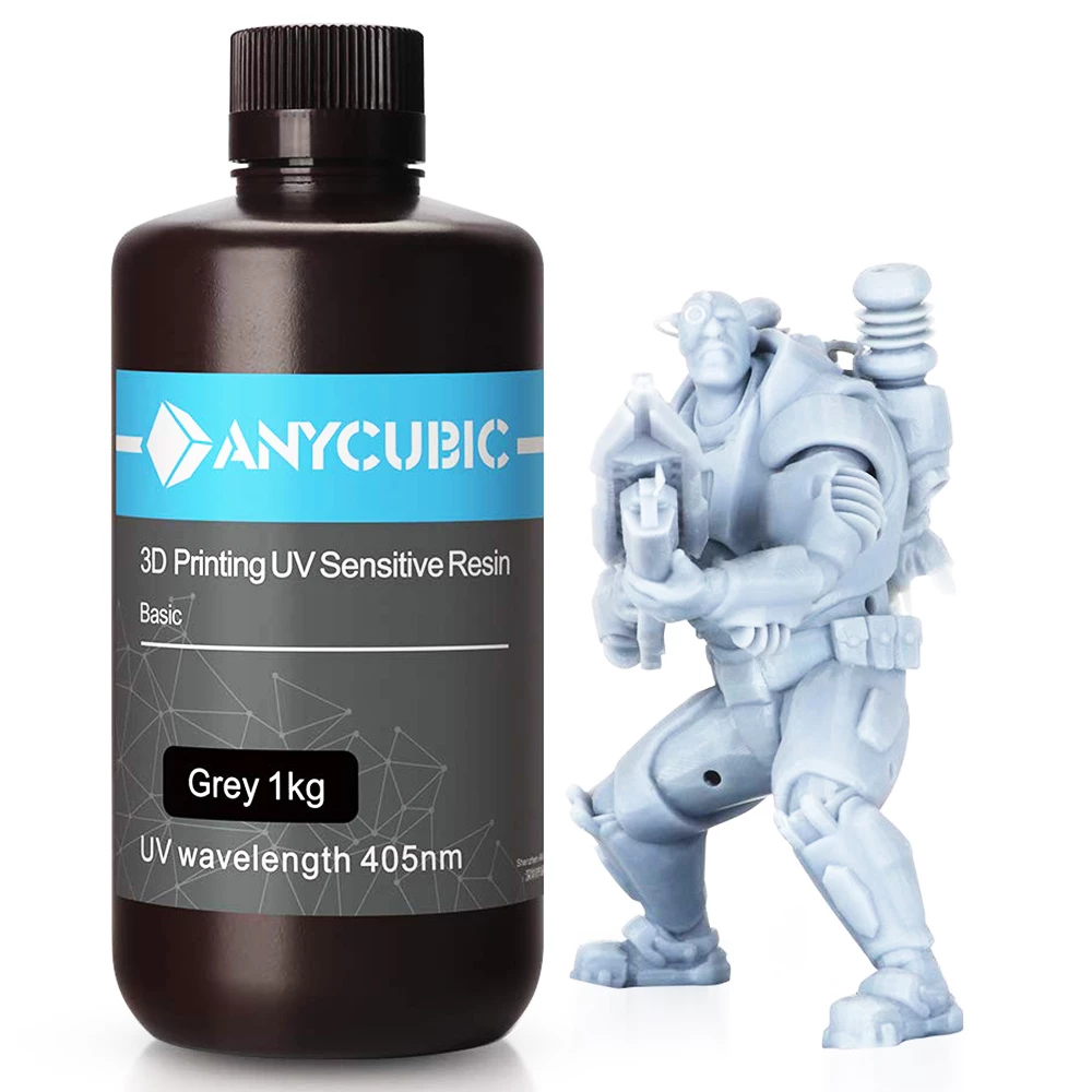 Anycubic 1kg 3D Printer Resin Filament, 405nm UV Plant-Based Rapid Resin, High Precision, Quick Curing, Gray 1 Anycubic 1kg 3D Printer Resin Filament, 405nm UV Plant-Based Rapid Resin, High Precision, Quick Curing, Gray