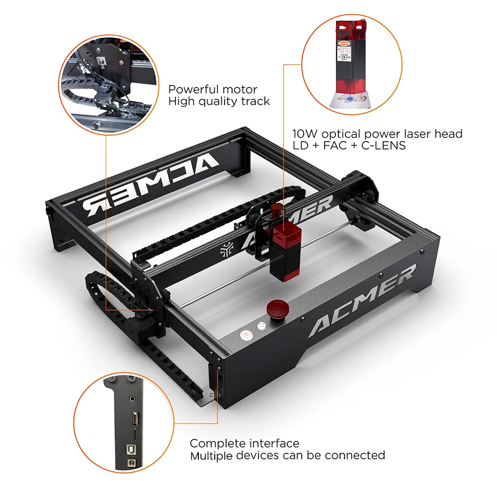 ACMER P1 10W Laser Engraver Cutter, 0.06x0.08mm Spot, 10000mm/min Engraving Speed, Offline Engraving, 32-bit Motherboard, 400x410mm 3 ACMER P1 10W Laser Engraver Cutter, 0.06x0.08mm Spot, 10000mm/min Engraving Speed, Offline Engraving, 32-bit Motherboard, 400x410mm - Image 3