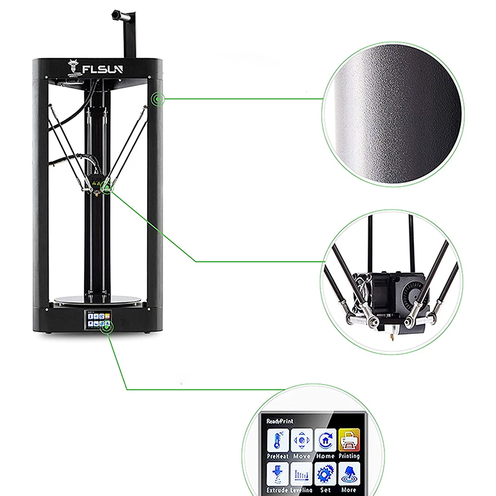 FLSUN QQ-S Pro Delta 3D Printer, Pre-assembled, Auto Leveling, Lattice Glass Platform, Touch Screen, 255mm x 360mm 3 FLSUN QQ-S Pro Delta 3D Printer, Pre-assembled, Auto Leveling, Lattice Glass Platform, Touch Screen, 255mm x 360mm - Image 3