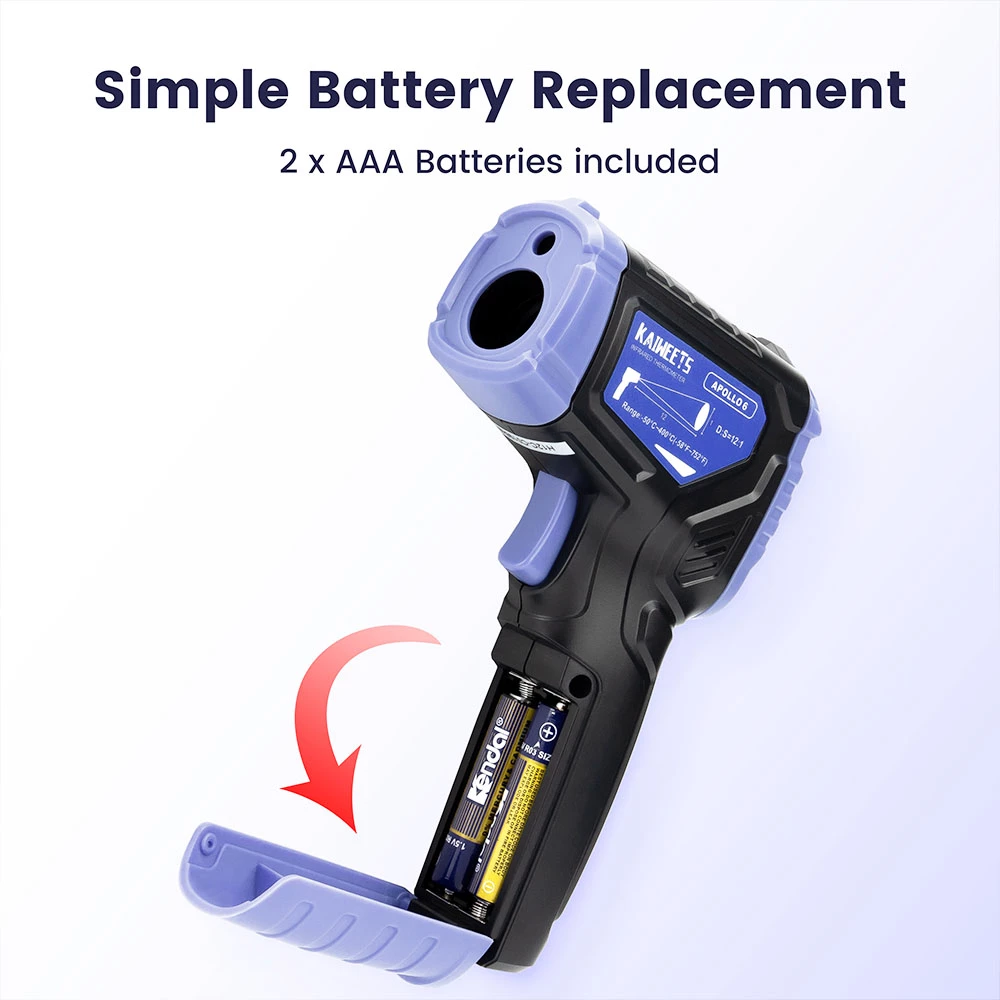 KAIWEETS Apollo 6 Non-Contact Infrared Thermometer (NOT for Humans) Temperature Gun - Black with Purple 6 KAIWEETS Apollo 6 Non-Contact Infrared Thermometer (NOT for Humans) Temperature Gun - Black with Purple - Image 6