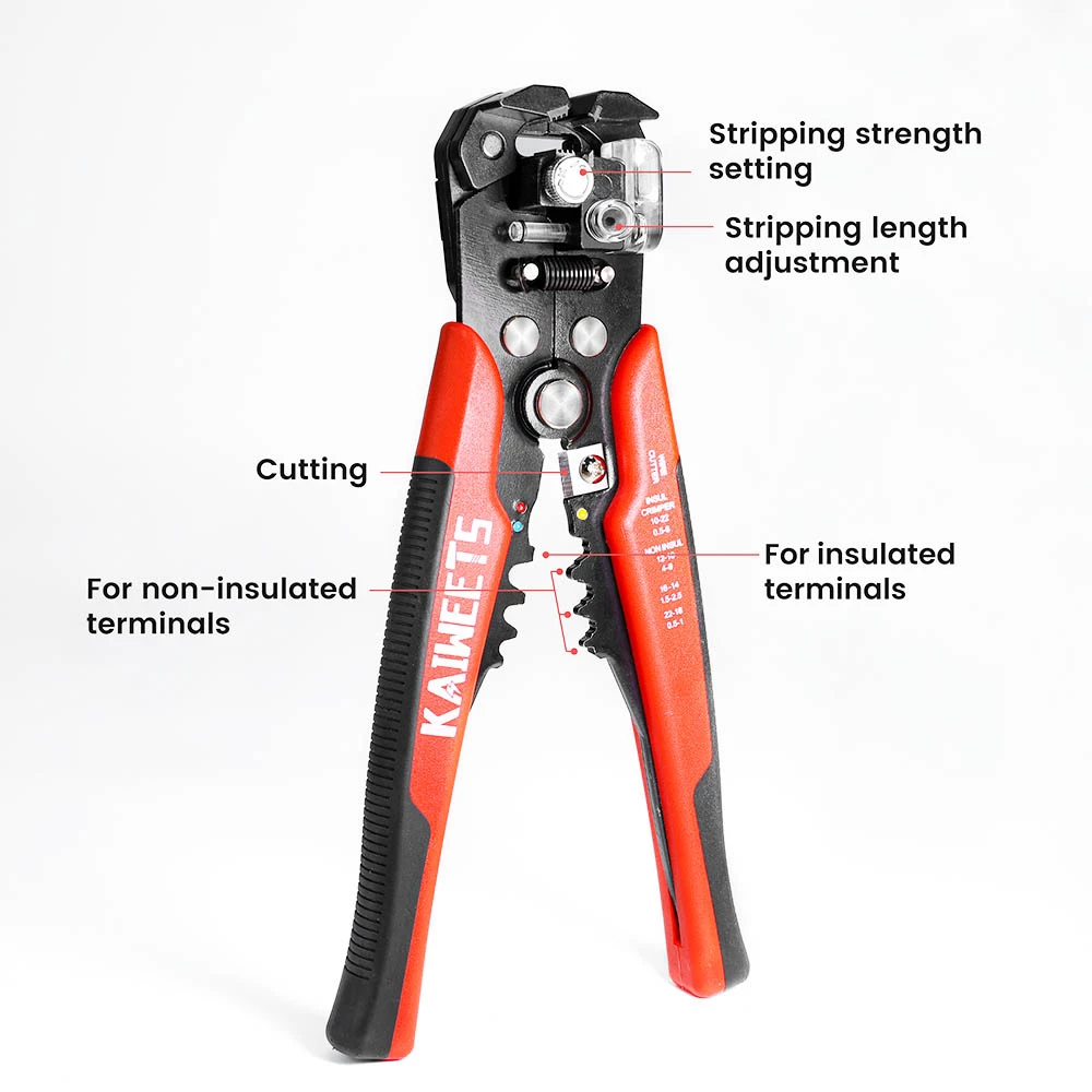 KAIWEETS KWS-103 Multifunctional Automatic Wire Stripper, Wire Cutting, Terminals Crimping Tool with TPR Handle 2 KAIWEETS KWS-103 Multifunctional Automatic Wire Stripper, Wire Cutting, Terminals Crimping Tool with TPR Handle - Image 2