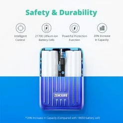 ZENDURE SuperMini 10000mAh 20W PD Power Bank, ZEN+2.0 Technology, 1x USB-C, 2 x USB-A, Blue -US Consumer Electronics Shop ZENDURE SuperMini Portable Power Bank Blue 501483 4