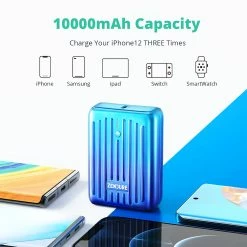 ZENDURE SuperMini 10000mAh 20W PD Power Bank, ZEN+2.0 Technology, 1x USB-C, 2 x USB-A, Blue -US Consumer Electronics Shop ZENDURE SuperMini Portable Power Bank Blue 501483 5