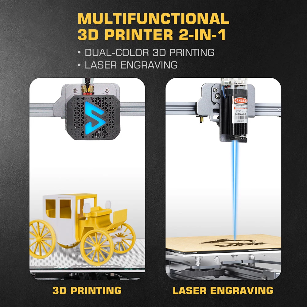 LOTMAXX Shark V3 3D Printer Laser Engraver, Auto Leveling, Dual Extruder, Dual-Color Printing, Glass Build Plate, 235*235*265mm 6 LOTMAXX Shark V3 3D Printer Laser Engraver, Auto Leveling, Dual Extruder, Dual-Color Printing, Glass Build Plate, 235*235*265mm - Image 6