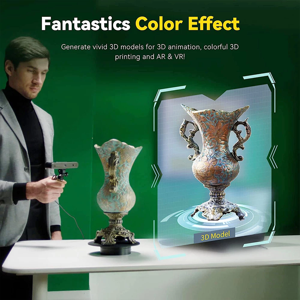 Revopoint POP 2 3D Scanner Premium Edition, Handheld and Turnable 2 in 1, 0.1mm Accuracy, 0.15mm Point Distance, 10Hz FPS, 6DoF Gyro, Color Effect, 5000 mA Power Bank, Compatible with iOS Android Windows 2 Revopoint POP 2 3D Scanner Premium Edition, Handheld and Turnable 2 in 1, 0.1mm Accuracy, 0.15mm Point Distance, 10Hz FPS, 6DoF Gyro, Color Effect, 5000 mA Power Bank, Compatible with iOS Android Windows - Image 2