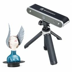 Revopoint POP 2 3D Scanner Premium Edition, Handheld and Turnable 2 in 1, 0.1mm Accuracy, 0.15mm Point Distance, 10Hz FPS, 6DoF Gyro, Color Effect, 5000 mA Power Bank, Compatible with iOS Android Windows
